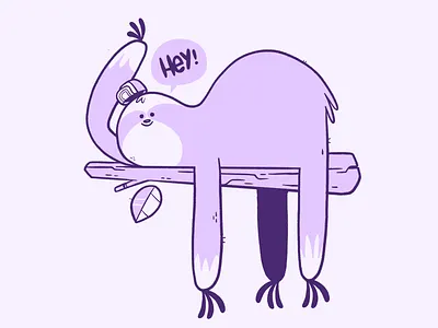 Slacker Sloth blake stevenson book illustration cartoon character design cute disney forest hat hipster illustration jetpacks and rollerskates jetpacksandrollerskates kids illustration leaf minimal nickelodeon retro skull sloth video game