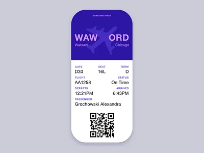 Daily UI 024 - Boarding Pass 100daysofui airplane pass boarding pass daily 100 challenge daily ui daily ui 024 daily ui 24 daily ui challenge dailyui design flying ui uiux userexperience ux
