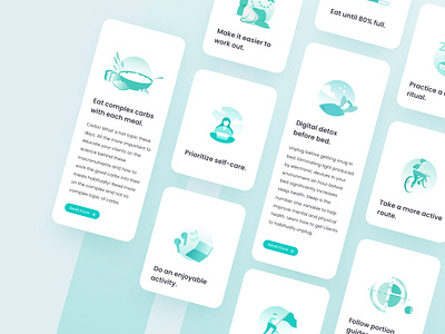 Habit cards - Fitness App Trainerize by Kroon Studio app card card design cards cards design cards ui design fitness fitness app illustraion illustrator nutrition ui design ux