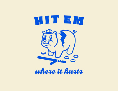 Hit em where it hurts animal baton black lives matter blm blue cops defund the police fundraiser illustration pig piggy police shirt