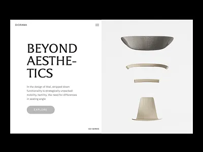 Diorama Project 02 branding design diorama furniture interaction interior landingpage minimal minimalist typography ui ux website