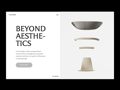 Diorama Project 02 branding design diorama furniture interaction interior landingpage minimal minimalist typography ui ux website