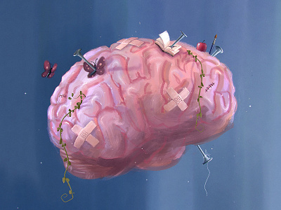 Patch work art direction brain concept art digital art digital illustration digital painting illustration thoughts