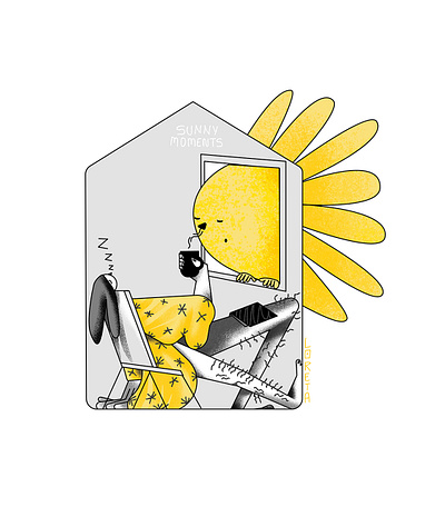 Sunny Moments character design coffeee illustration lazy loretaisac sun sunny yellow