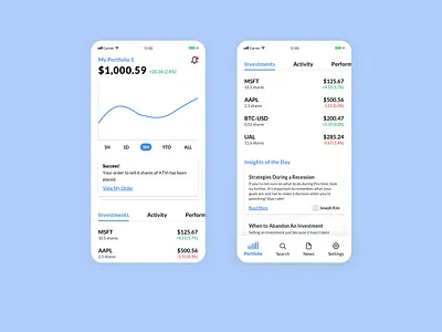 Portfolio Concept app design finance invest investment mobile portfolio product sketch stock ui ux