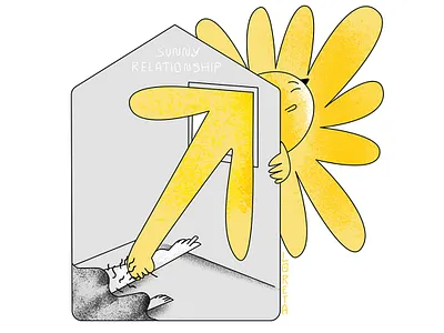 Sunny Relationship 2d character design illustration loretaisac minimalist mondays mornings sun sunny