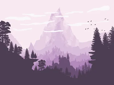 Nature is my Calm calm design digital illustration digital painting digitalart flat flat design illustration landscape minimal mountains peaceful photoshop photoshop art rebound trees vector