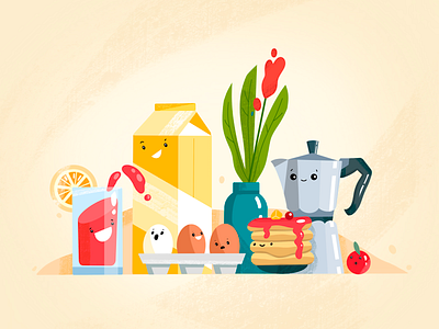 Breakfast Illustration afterglow branding breakfast clean colors eat food funny illustration