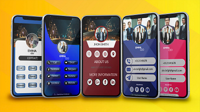 Clickable Digital Business Card branding business card design business card mockup clickable design digital business card digital design digital illustration letterhead template smart phon displey smart phone mock up stationary design ui ux