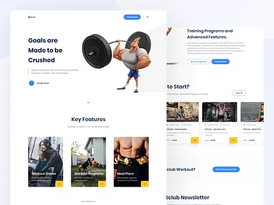 Fitclub - Fitness Landing Page Exploration #4 branding finance finance dashboard fitness fitness website design health health website design illustration popular shot ui ux web application web design website design