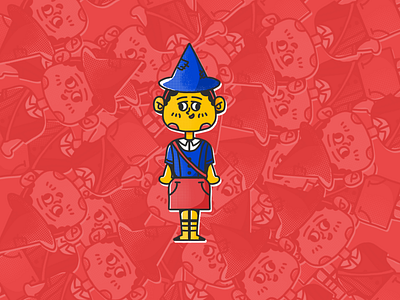 背书包的小姑凉 branding icon illustration