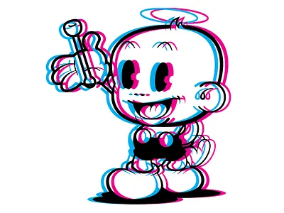 Happy Lil' Anaglyph anaglyph cartoon character character design glitch happy illustration illustrator retro vintage