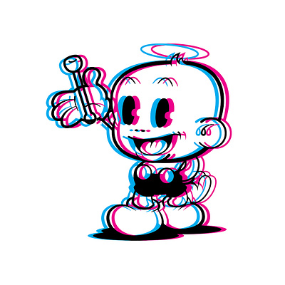 Happy Lil' Anaglyph anaglyph cartoon character character design glitch happy illustration illustrator retro vintage