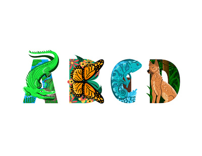 Illustrated Typography - Animals color colorful illustrated type illustration pattern patterns textile typogaphy typography art vector