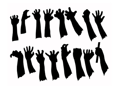 Silhouette set of hands