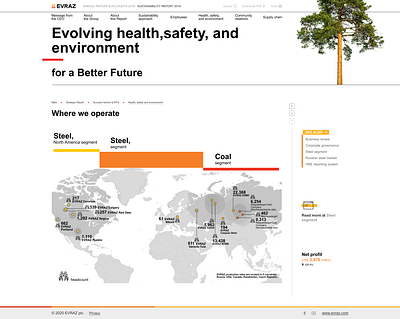 Map page for Evraz company custom map page design pages webdesign website