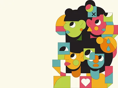 Look abstract circles cubes cubism editoral face faces girl humans illustration illustrator people woman