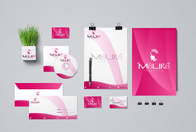 Malika Cosmetics branding design illustration logo vector