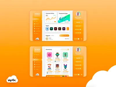WAX Cloud Wallet Redesign 2020 bitcoin blockchain crypto design money neumorphic new age ui wallet wax web version