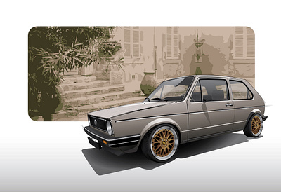 VW golf I car design drawing golf illustration illustrator sketch vector vehicle volkswagen vw