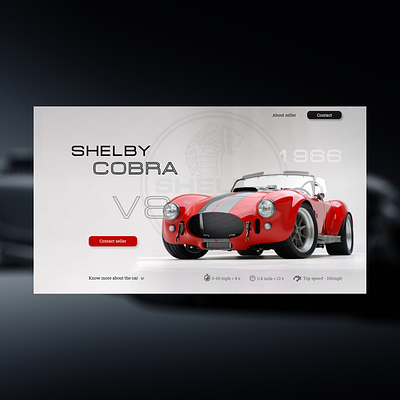 Landing page for Shelby Cobra reseller adobe xd ui uidesign user interface web website concept website design xd design