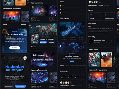 Esport Tournaments Platform | Mobile Screens app app design concept design esports figma games landingpage league of legends ui uiux ux