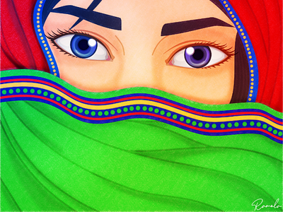 Girl in Scarf beautiful cartooning colourful girl illustration