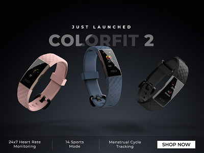 Noise Colorfit 2 adobe photoshop advertisement branding concept design fitness band fitness banner flat graphic design typography watch