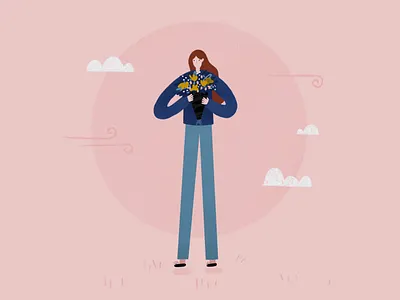 #4: buying fresh flowers digital illustration flowers girl illustration pink procreate quarantine