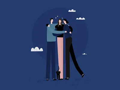 #1: Reuniting with the family blue cat dad daugther digital illustration distance emotions family family portrait family reunion home hug illustration love mom procreate quarantine