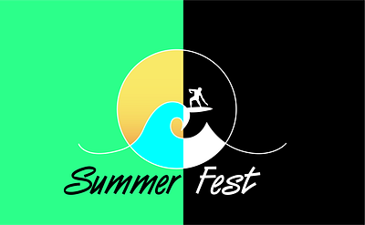 Summer Fest Logo Concept black black white festival flat illustration illustrator logo logodesign summer surf surfing vector white