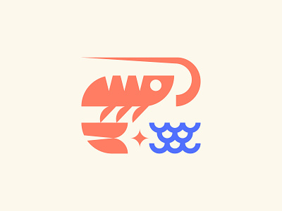 Shrimp for number 9 animal geometric geometry illustration logo mark nature ocean seafood shrimp star symbol waves