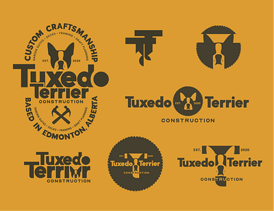 Tuxedo Terrier Construction branding design icon identity branding identitydesign illustration. logo logo design logo mockups social icons typography vector