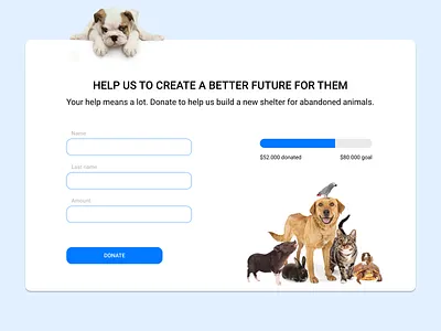 Daily UI 032 | Crowdfunding Campaign 032 animals crowdfunding crowdfunding campaign daily 100 challenge daily ui daily ui032 dailyui design donation ui
