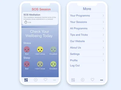 Mindfulness 2 app blue design minimal mobile ui ux