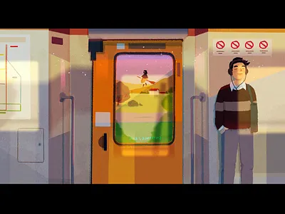 is it weird that i miss catching the train? anime character design flying home light man music outside procreate relax shadow texture train transport witch