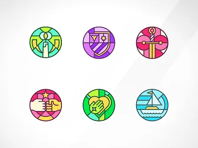 Stained Glass App Badges app design icon set illustraion stained glass steve bullock