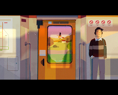 is it weird that i miss catching the train? anime character design flying home light man music outside procreate relax shadow texture train transport witch