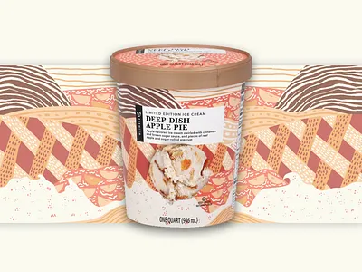 Publix Apple Pie Ice cream label apple pie deep dish apple pie ice cream illustration label design packaging pattern design