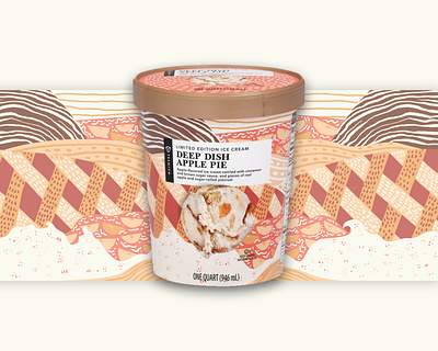 Publix Apple Pie Ice cream label apple pie deep dish apple pie ice cream illustration label design packaging pattern design