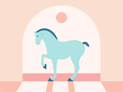 Horse animal art design flat horse illustration minimal shadow sun vector