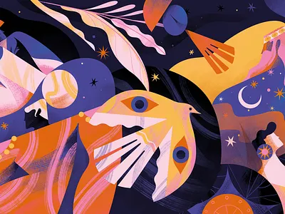 FLIGHT OF THE SELENITES character illustration moon space surrealistic