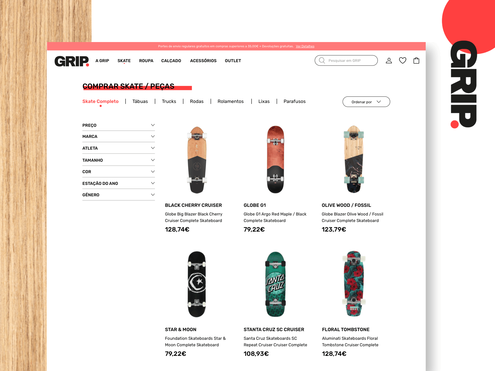 GRIP - Buy Skate community design desktop ecommerce skaters uidesign uiux uiuxdesign webdesign website