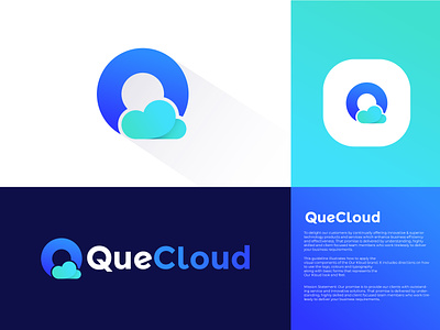QueCloud Logo Design branding brandmark clean cloud logo color design gradient identity letter logo logo design logo designer logo mark logodesign logos logotype mark monogram symbol v