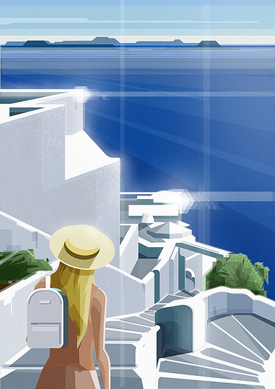 SANTORINI2 adobeillustator beach characterdesign greece holidays illustration art island santorini sea summer sun