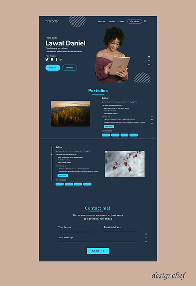 Developer Portfolio– Dark mode portfolio portfolio website typography ui web design