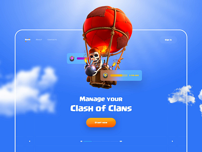 Clash of Clans Management Landing 🎯 3d app app design app ui clash of clans clean clean ui design game interaction landing management minimal minimalism motion design supercell ui uidesign web web design