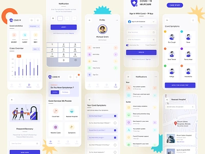 UX Case Study | Covid Helpcare App alert app app case study app design case study covid app covid case study creative empathy mapping health healthcare medical app research ui ux case study user flow user journey user persona ux case study ux design ux process ux research