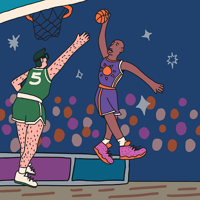 Shut Up and Jam barkley basketball character dunk editorial hoops illustration kidlit naive whimsy