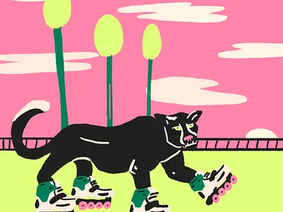 PantherBlades big cat blades cruising illustration panther rollerblading rolling